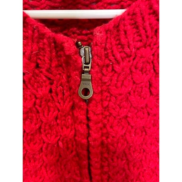 Hand Knit Limited America Red Lambswool Full Zip Sweater Cardigan Women's Sz Sm - Picture 2 of 7